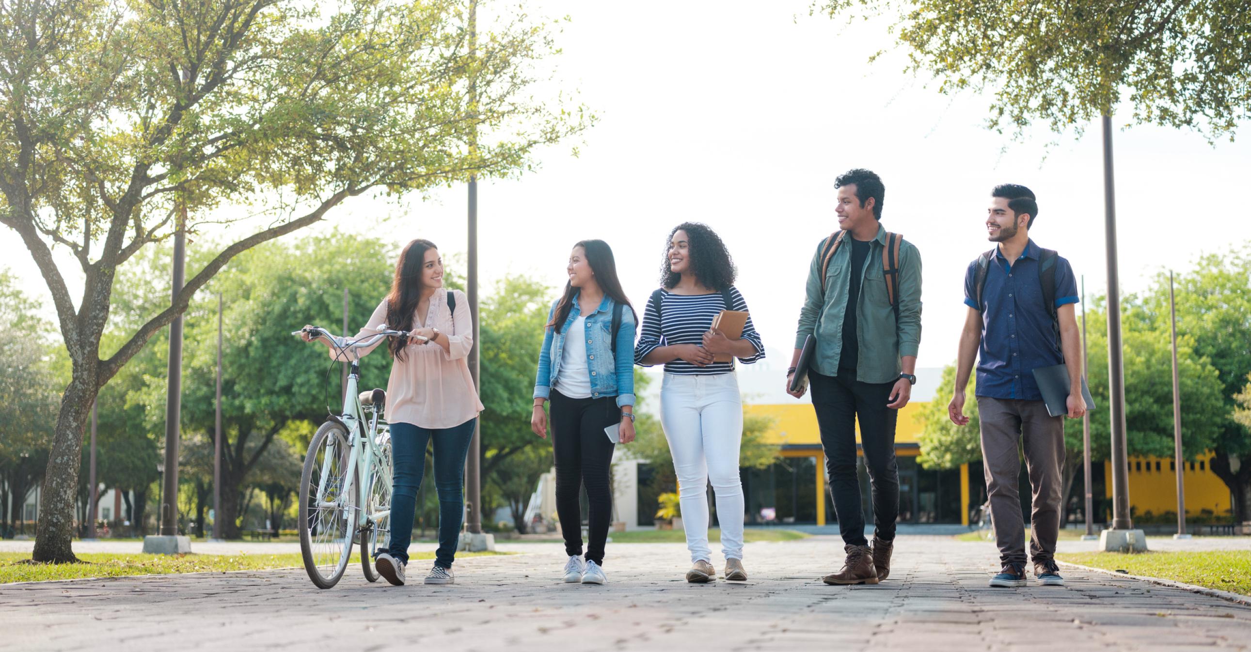 Students walking together outdoors