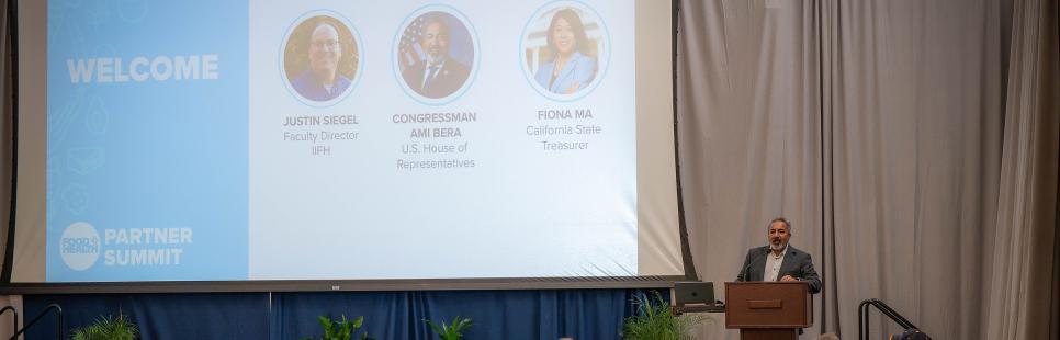  Justin Siegel, faculty director of IIFH; U.S. Rep. Ami Bera, and California State Treasurer Fiona Ma 