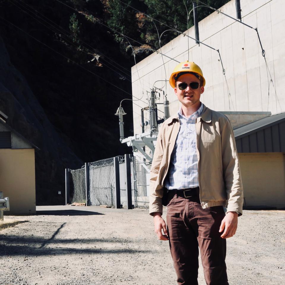 Ansel Lundberg wearing a hard hat 