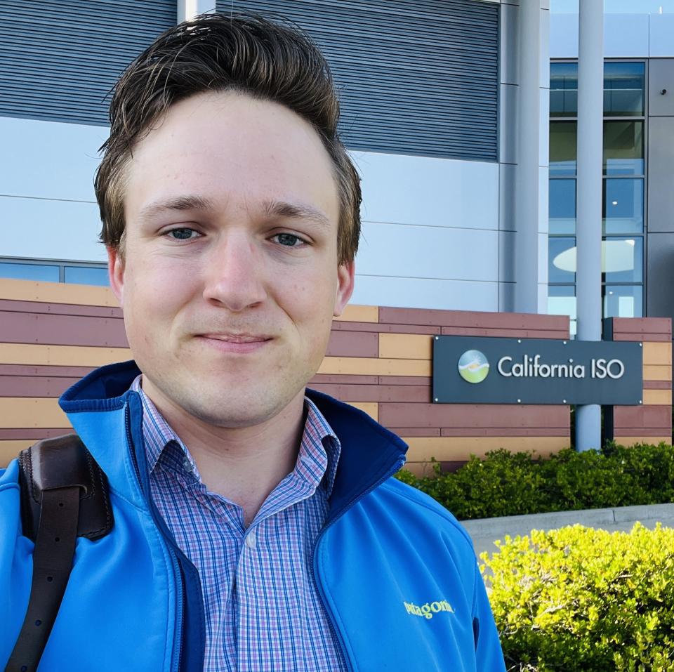 Ansel Lundberg in front of the California ISO office