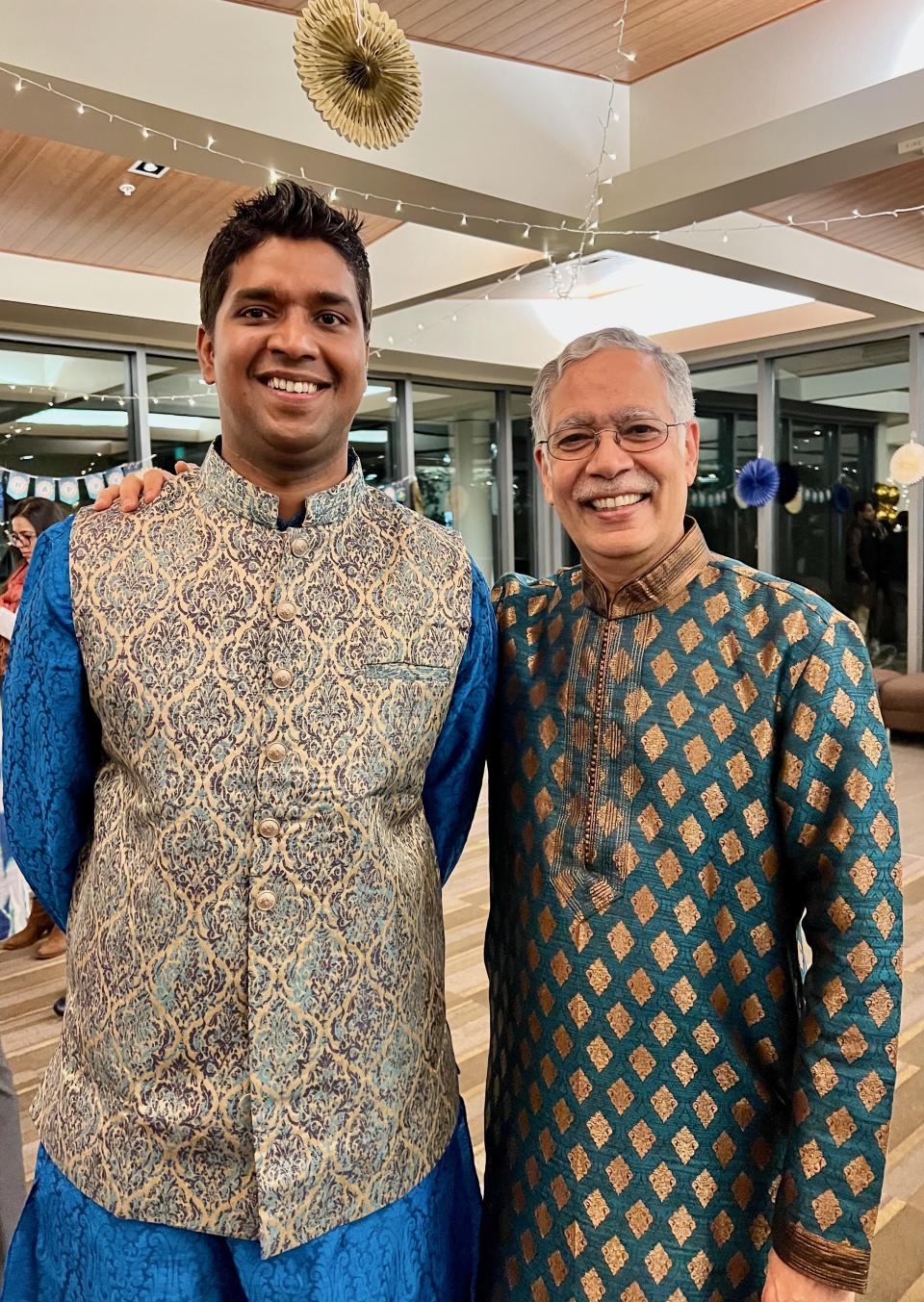 Abhinav Kishore and Dean H. Rao Unnava at a Diwali celebration