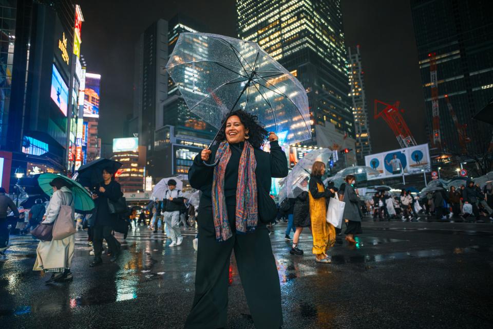 Verenice Andrade standing in the streets of Tokyo